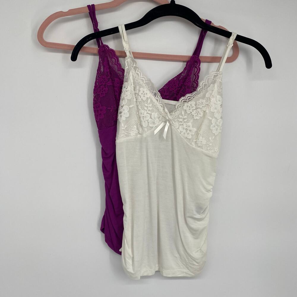 SHEIN Tank Top Bundle 90S Y2K Lace Bodice Ruched Sides Satin Bow Layering Size 2